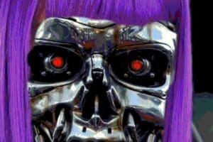 postmodern terminator with purple hair